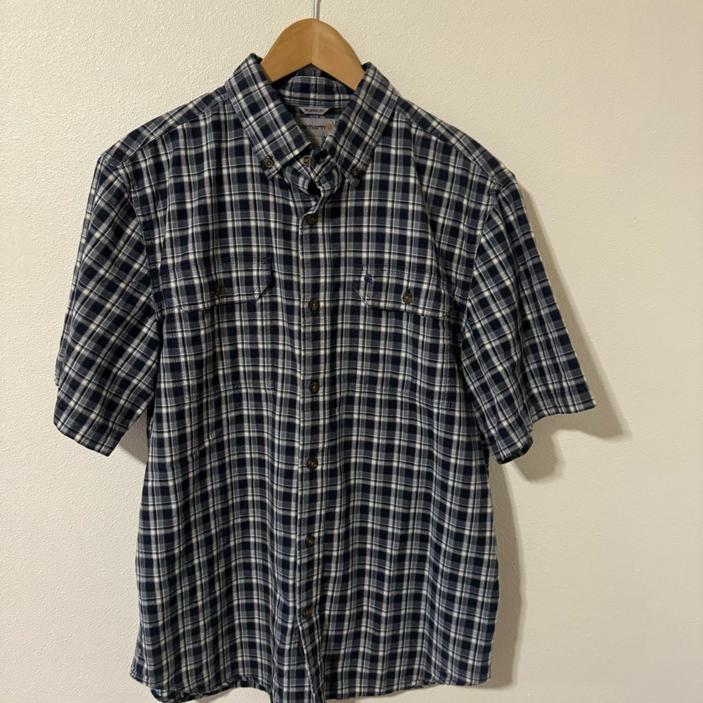 Carhartt Force Relaxed Fit Lightweight Short-Sleeve Shirt Blue Plaid Down-L